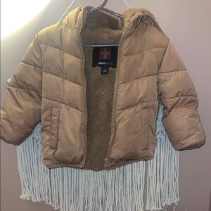 Swiss Tech Brown Puffer Jacket with Faux Fur